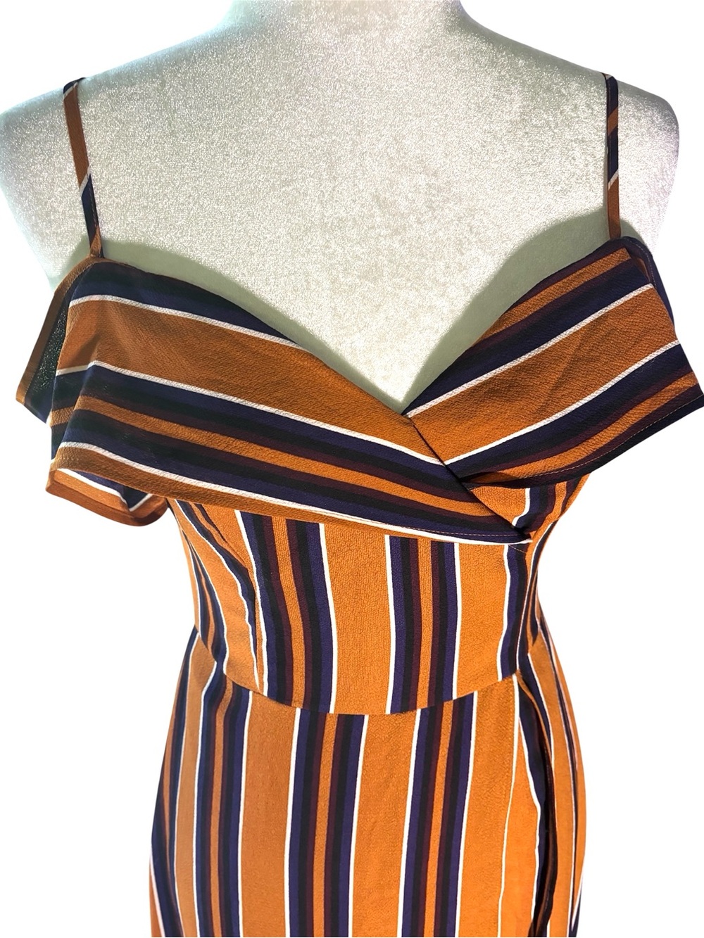 Windsor Women’s Mustard Striped Romper with Maxi Skirt | Boho Vacation Romper - Picture 4 of 16